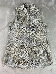 Chicos No-Iron 100% Linen Sleeveless Animal-Print Tunic Button Blouse Top Sz 0 - Picture 1 of 7