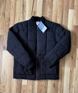 St Johns Bay Mens M 1/4 Zip Pullover Water Resistant Quilted Jacket Black NWT - Picture 1 of 4
