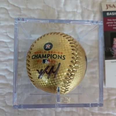 YORDAN ALVAREZ AUTOGRAPHED 2022 GOLD WS GOLD MLB BASEBALL ASTROS JSA Cert! - Image 1 of 4