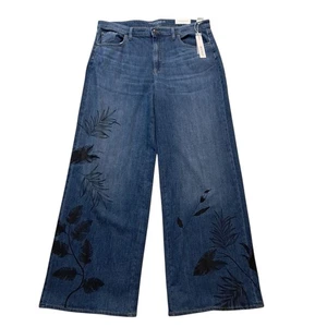 Neu mit Etikett Chico's Damenjeans 3 oder 16 hoher Bund weites Bein Wildblumen Blumen Stretch - Bild 1 von 13