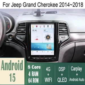 10.4" Android Navigation Car GPS Tesla Style For Jeep Grand Cherokee 14~18 - Picture 1 of 12