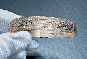 ANTIQUE GOLD FILLED ETCHED ADJUSTABLE BELT BRACELET H777 - Picture 1 of 18