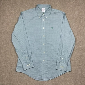 Brooks Brothers Shirt Regent Oxford Mens Large Blue Green Plaid Long Sleeve - Picture 1 of 11