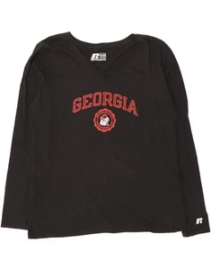 RUSSELL ATHLETIC Womens Georgia Graphic Top Long Sleeve US 16/18 XL Black BN31 - Picture 1 of 3