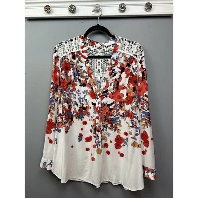 Market & Spruce Mujer 2X Floral Azul Cottagecore Pradera Cuello Redondo Boho Foto 1 de 4