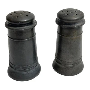 Vintage Pewter Salt and Pepper Shakers Cottagecore Farmhouse Decor Colonial - Picture 1 of 6