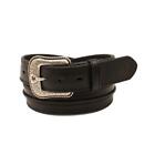 ARIAT Men's Smooth Black Leather Belt with Raised Center Strip