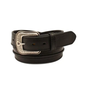 ARIAT Men's Smooth Black Leather Belt with Raised Center Strip - Picture 1 of 1