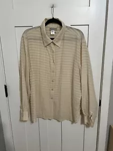 Cream 100% Silk Button-up Blousee Plus Size 1X Collared Coldwater Creek - Picture 1 of 5