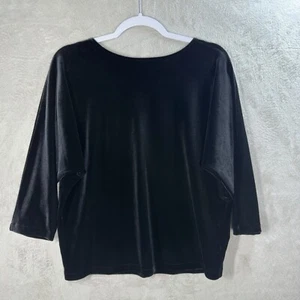 Talbots Black Velvet Top 3/4 Sleeve Women’s M Petite - Picture 1 of 7
