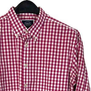 Charles Tyrwhitt Mens L Slim NON IRON Cotton Button Down Gingham Check Pink - Picture 1 of 5