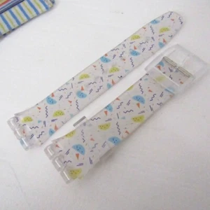 SWATCH Watch 19mm Strap Replacement Band REBEL Irony White Abstract Confetti - Picture 1 of 2