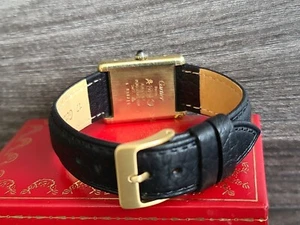 CORREA DE RELOJ DE CUERO HECHA A MANO 16MM apto para tanque CARTIER 2415 + barras suizas - Imagen 1 de 12
