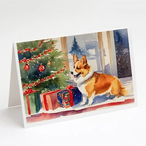 Corgi Cozy Christmas Greeting Cards and Envelopes Pack of 8 DAC2638GCA7P - Picture 1 of 3