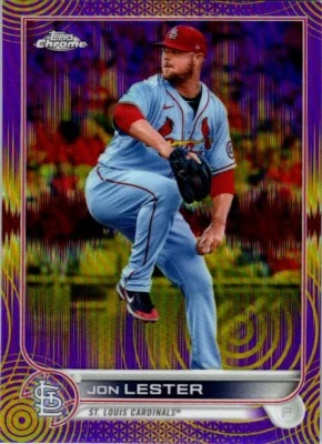 2022 Topps Chrome Sonic Purple Yellow Sonic Refractors #187 Jon Lester 049/299 - Image 1 of 2