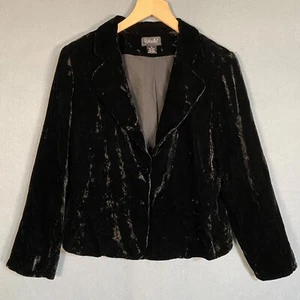 Rafaella Womens Velvet Blazer Size 14 Silk Blend Single Breasted Grunge Goth - Picture 1 of 9