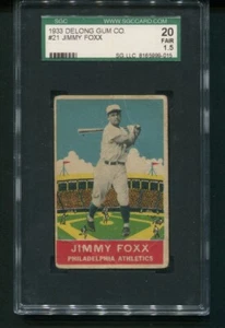 1933 DeLong Gum Jimmy Foxx Philadelphia Athletics #21 SGC 1.5 - Picture 1 of 2