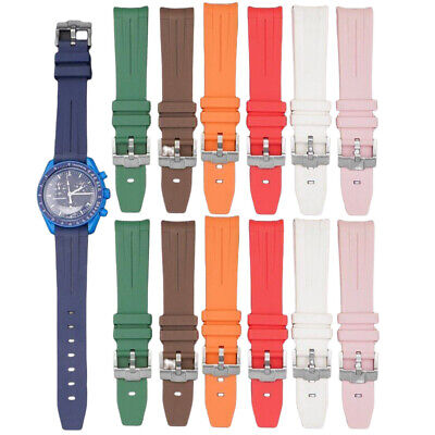 Curved Bracelet Watchband Strap For SWC OMG Moonswatch Soft Silicone Band 20mm • 8.54€