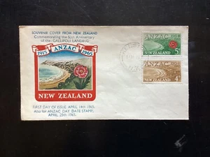 NZ 1965 ANZAC FDC, Boric brand, Kelston CDS pmk unaddressed (NZF1164) - Picture 1 of 2