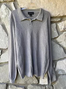 Maglione Pullover Croft Barrow XLT Grande Alto Marrone Bottone Parziale 100% Cotone CE - Foto 1 di 7
