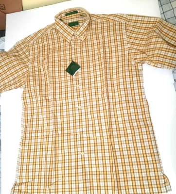 Camisa Carven Monsieur L Grande Manga Corta Botón Amarillo Cuadros Nueva Foto 1 de 4