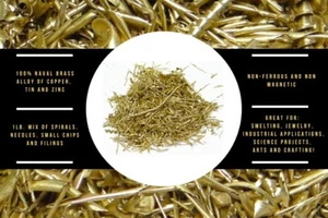 1LB of Unique Naval Brass Shavings Filings Turnings Chips Science Orgone Art - Picture 1 of 11