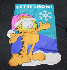 Garfield House Flag 42"x30" Let it Snow Winter Nylon Large Garden Holiday - Picture 1 of 7