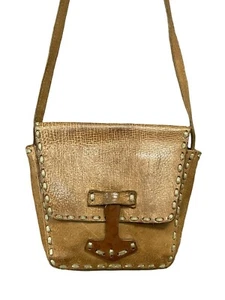 VTG 60S 70S HIIPPY BOHO TAN BROWN SLIP CLASP RUNNING STITCH SHOULDER BAG - Picture 1 of 6