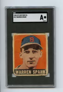 1948-49 Leaf Warren Spahn Boston Braves RC #32 🚀 🚀💥 SGC Graded A - Picture 1 of 2