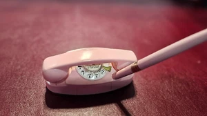Vintage Pink Princess  Phone Pen desk holder  TELEPHONE~Dial - Picture 1 of 19