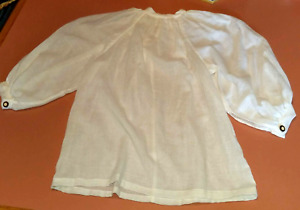 Child's Civil War Style Cream 100% Cotton Guimpe Blouse Size  6-8 Medium 24-27"