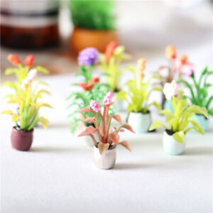 4PC Dolls House Miniatures 1:12 Scale Flowerpot Flower Plant Garden Accessories