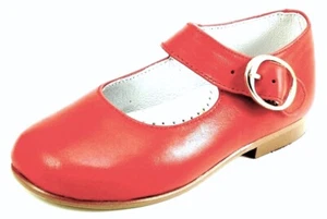 DE OSU-FARO - Spain - Girls Red Leather Dress Party Shoes -European -Size 11-2 - Picture 1 of 5
