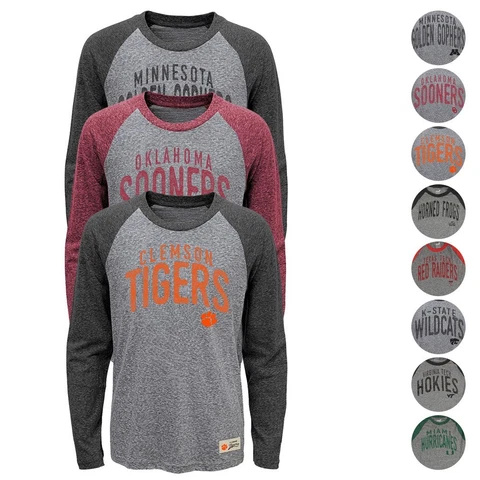 NCAA Outerstuff Grey "Pedigree" Tri-Blend Retro Long Sleeve T-Shirt Youth (S-XL) Cover
