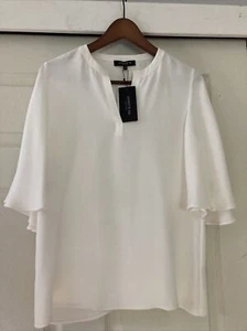 $498 Lafayette 148 Nueva York Mujer BLANCA 100% Blusa Prenda para el torso Mangas Amplias XS Nueva con etiquetas - Imagen 1 de 9