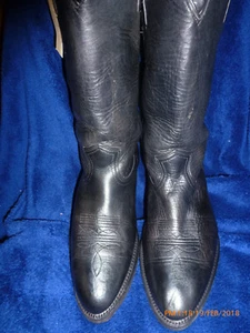 FRY WESTERN BOOTS MENS 10 D NEW GOODYEAR SOLES MADE IN USA BLACK - Picture 1 of 9