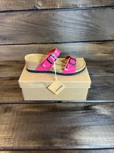 NEW! Project Cloud Hot Pink Leather Wedge Sandals Slides Women Size 7 Fast Ship - Picture 1 of 18