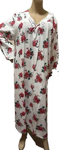 Carole Hotchman Plus Nightgown 3X Long sleeves Ivory / Red Limited Time Offer - Picture 1 of 5