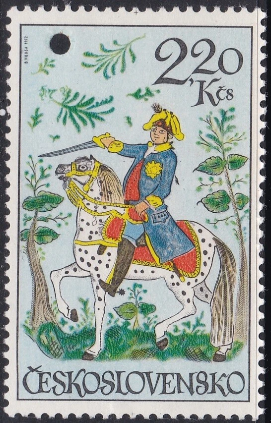 Espécimen, Checoslovaquia Sc1842 jinete eslovaco, caballo, azulejo, pintura esmaltada Foto 1 de 1
