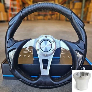 12.5" Gray Carbon Fiber Steering Wheel for EZGO Golf Cart RZR Star Ranger ParCar - Bild 1 von 4