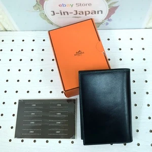 Hermes leather notebook black engraved with 〇X vintage with initials Used - Picture 1 of 24