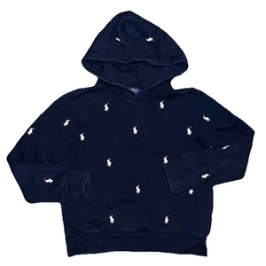 Youth Polo Ralph Lauren Pony Embroidered Blue Hoodie Sweatshirt Medium 10/12 - Picture 1 of 3