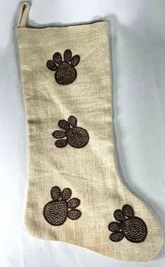 Medias de Navidad Jingles & Joy patas de mascota arpillera natural y pedrería marrón - Imagen 1 de 4