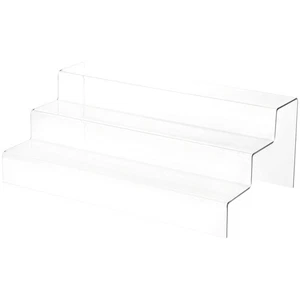 Plymor Clear Acrylic 3-Step Solid Back Display Stairs, 6" H x 16" W x 9.5" D - Picture 1 of 1