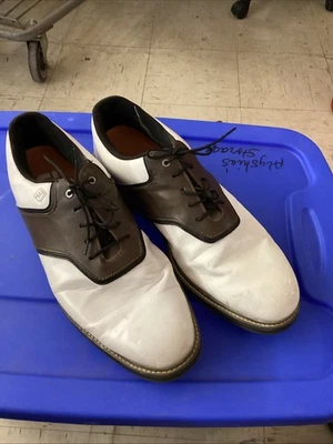 FootJoy FJ Originals 57002 Men's Golf Shoes Size 13 W Lace-Up, White/Brown - Image 1 of 4