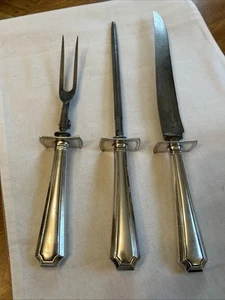 Durgin Fairfax 1910 Sterling Silver Fork Knife Sharpener Roast Meat Carving Set - Picture 1 of 8