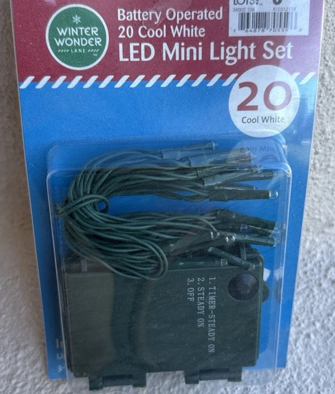 WINTER WONDER 20 COOL WHITE Battery Operated LED Mini Light Set - Image 1 of 1