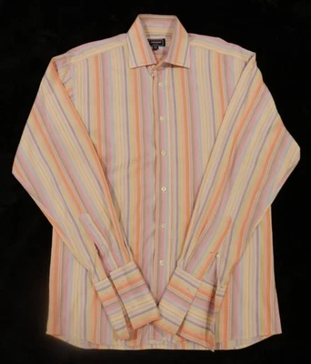 Duchamp London Made in Italy Dress Shirt Men’s 16” 100% Cotton Multicolor Stripe - Image 1 of 4