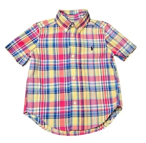 Polo Ralph Lauren ragazzo 2T manica corta a quadri con bottoni camicia elegante - Foto 1 di 9