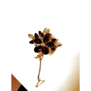 CRYSTAL AMETHYST BROOCH/Pin Vintage - Picture 1 of 5